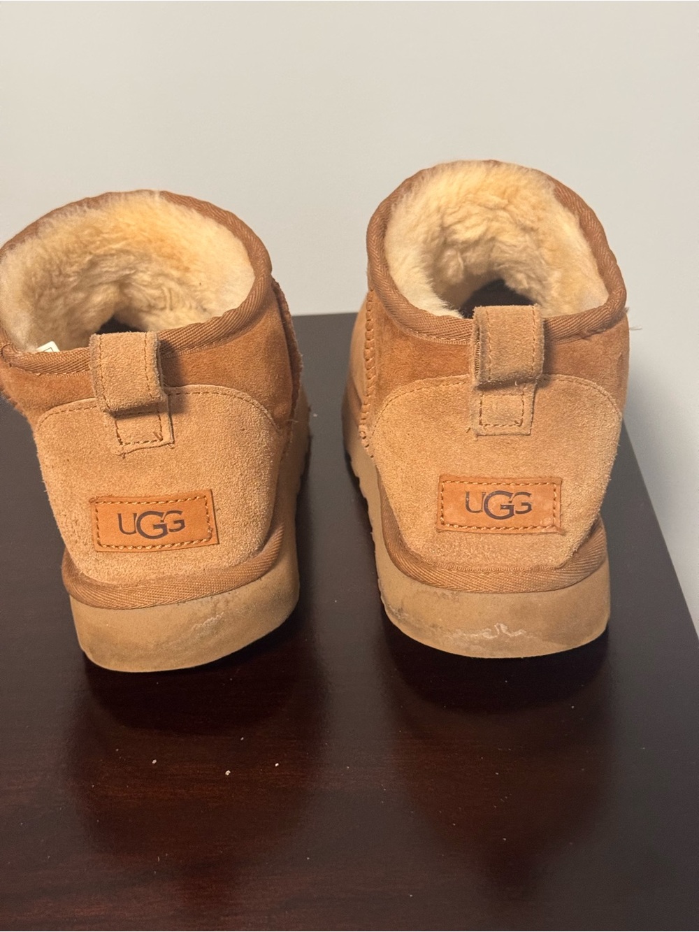 UGG Classic Ultra Mini Chestnut Suede Shearling Booties - Picture 4 of 8